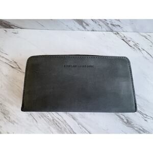 Portland Leather Goods Suede Accordion Zip Wallet - Storm, Sleek & Organized